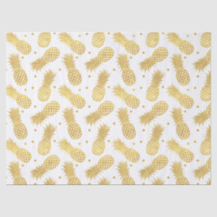 Tropical Gold Pineapples and Confetti Dots Tissue Paper