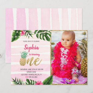 Tropical Gold Un Anniversaire Invitation Avec Phot