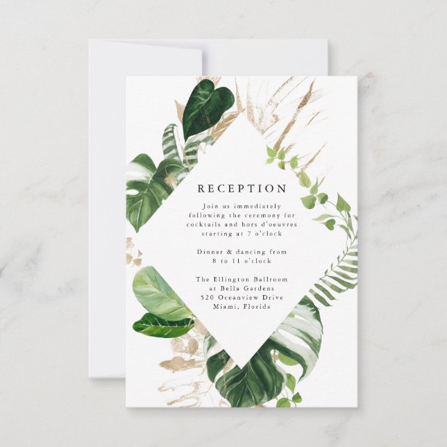 Tropical Gold | Wedding Reception Card (Front)