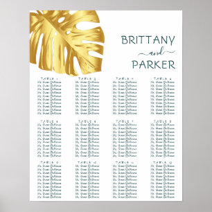 Tropical Gold Wedding Table Seating Poster