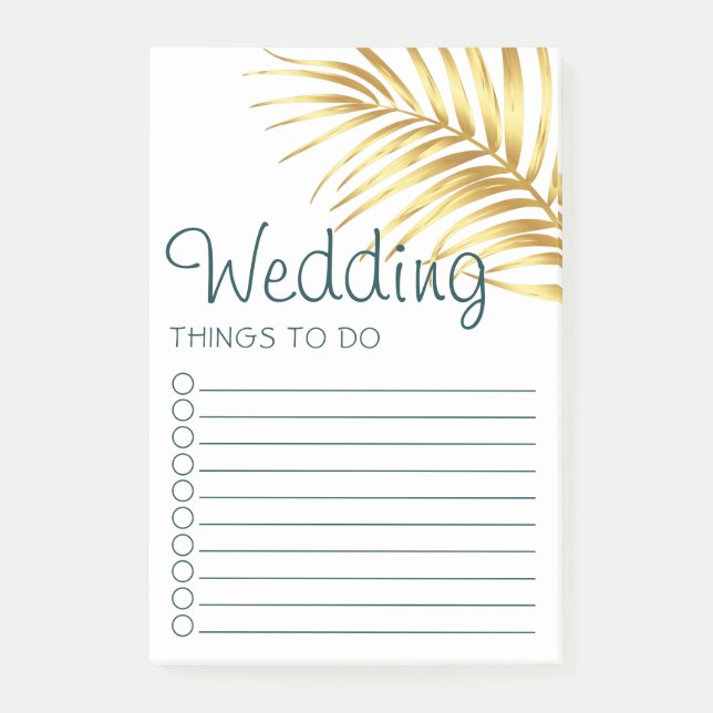 Tropical Gold Wedding To Do List Post-it Notes (Front)