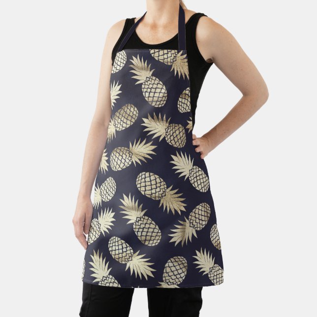 Tropical Golden Pineapple Girly Chic Pattern Apron (Insitu)