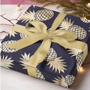 Tropical Golden Pineapple Girly Chic Pattern Wrapping Paper