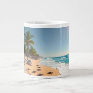 Tropical Golden Shell Beach Chic Large Coffee Mug