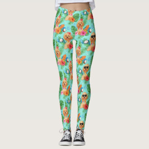 Tropical Goldendoodle Beach Vibes Leggings