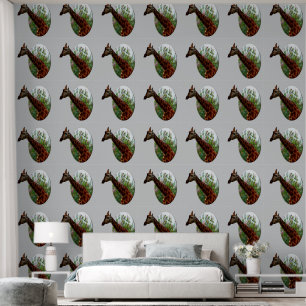 "Tropical Grace: Giraffe Popout Art with Hibiscus Wallpaper