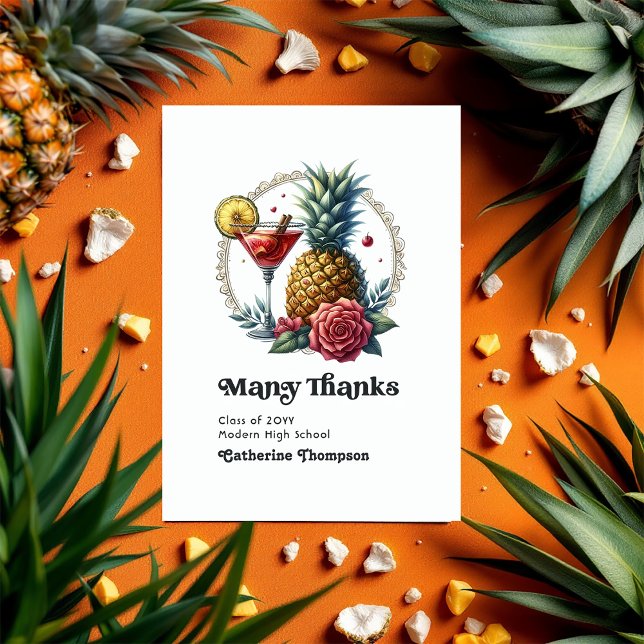 Tropical Graduation Photo Thank You Card (Tropical Graduation Photo Thank You Card)
