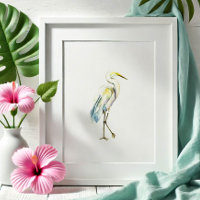 Tropical Great White Heron Beach Art