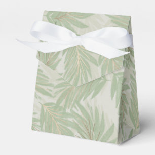 Tropical Green and Gold Leaves on Sage Tent Favor Box