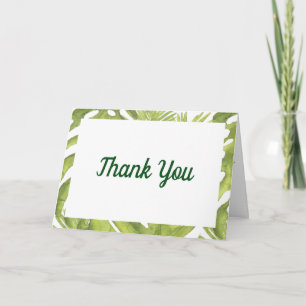 Tropical Green and White Wedding Thank You Card