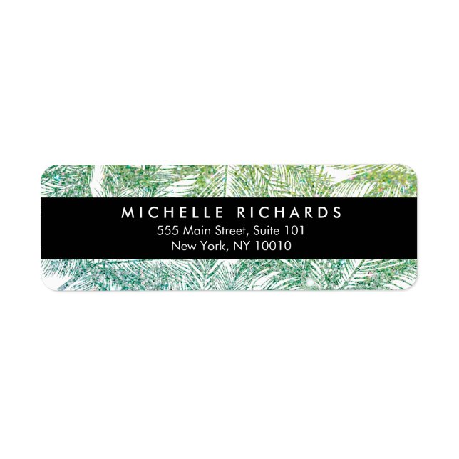 Tropical Green/Aqua Glitter Palms (Front)