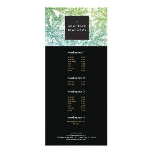 Tropical Green/Aqua Glitter Palms Rack Card
