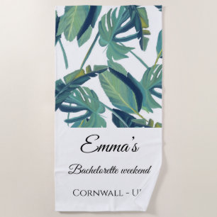 Tropical Green Bachelorette Weekend Beach Towel