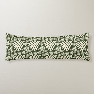 Tropical Green Beige Rainforest Monstera Leaves Body Pillow