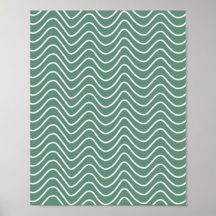 Tropical Green Chevron Pattern Minimal Zigzag Poster