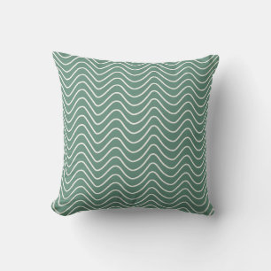 Tropical Green Chevron Pattern Minimal Zigzag Throw Pillow