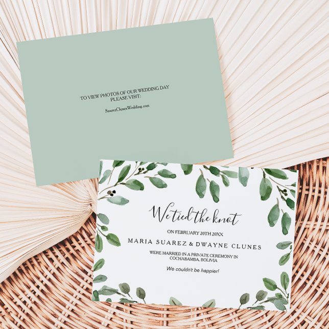 Tropical Green Eucalyptus Elopement Announcement (Creator Uploaded)