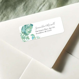 Tropical Green Feuilles Aquarelle Adresse de retou