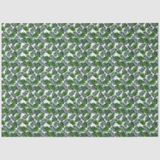 Tropical Green Foilage Leaves Decoupage Tissue Paper (Front)