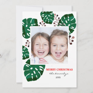 Tropical Green Foliage Christmas Holiday Photo Card