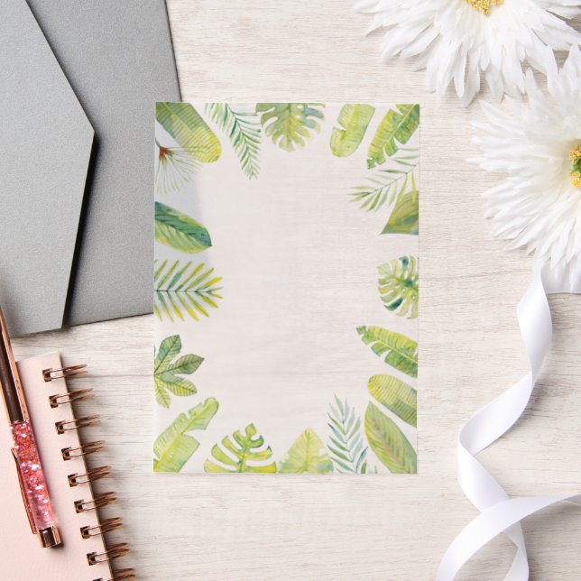 Tropical Green Foliage  Vellum Invitations (Wedding)