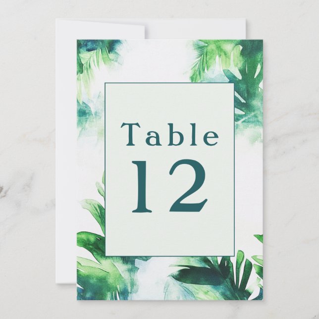 Tropical Green fun Table Numéro Cartes (Devant)