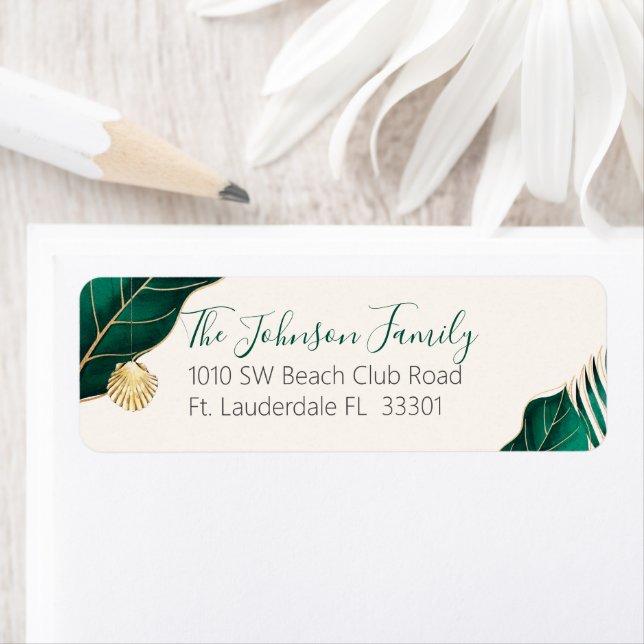Tropical Green Gold & Ivory Holiday Adresse de ret (En situation)