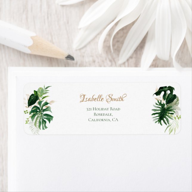 Tropical Green & Gold Monstera Feuilles RSVP RTS (En situation)