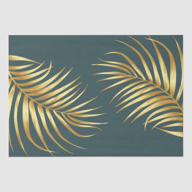 Tropical Green Gold Wedding Tissue Paper (Front)
