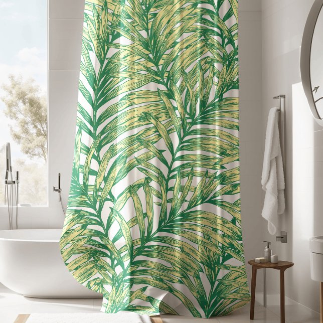Tropical Green jungle Fern Leaf rideau de douche (Créateur téléchargé)