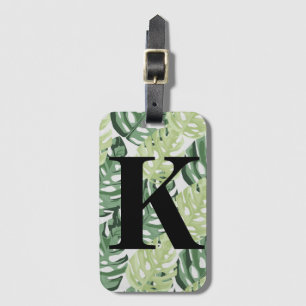 Tropical Green Jungle Monstera Leaves Pattern Luggage Tag
