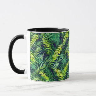 Tropical Green Leaf Fern Pattern Mug