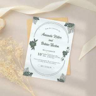 Tropical Green Leaf Wedding Invitation