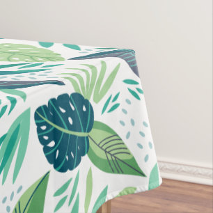 Tropical Green Leafs Botanical Pattern Tablecloth