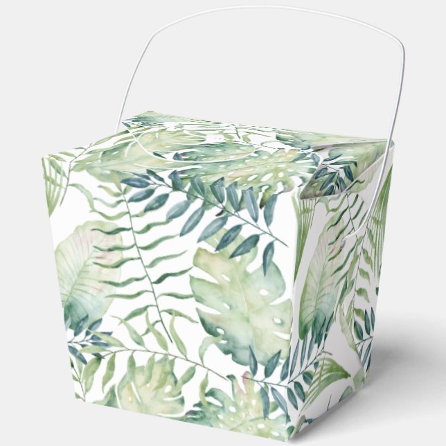 Tropical Green Leaves Aloha Favor Box (Front)