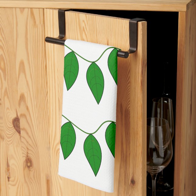 Tropical Green Leaves Botanical Pattern Kitchen Towel (Thirds Fold)