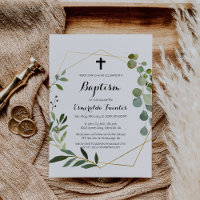 Tropical Green Leaves Cross Baptism