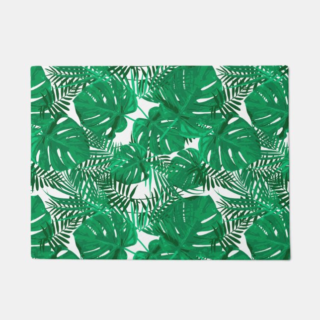 Tropical Green Leaves Doormat (Front)