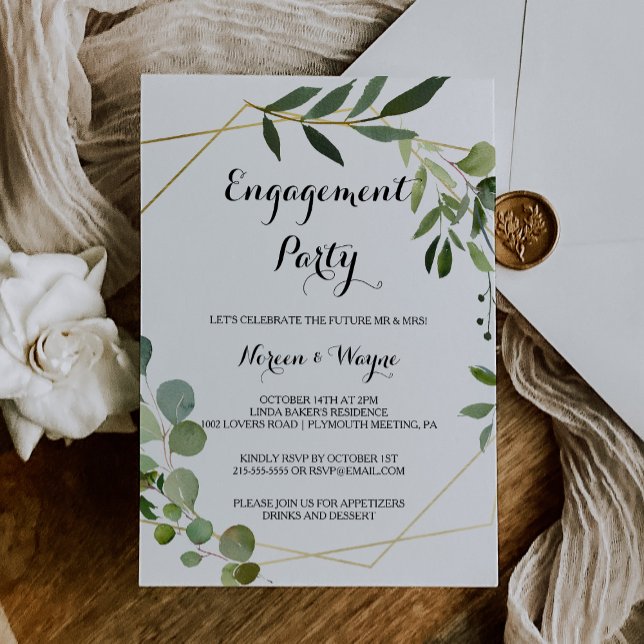 Tropical Green Leaves Engagement Party Invitation (Creator Uploaded)