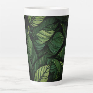 Tropical Green Leaves  Housewarming Gift Latte Mug