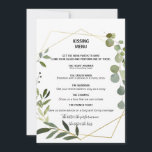 Tropical Green Leaves Kissing Menu<br><div class="desc">This tropical green leaves kissing menu is perfect for a simple wedding reception. The design features hand-painted beautiful green leaves,  adorning a gold geometric frame.</div>