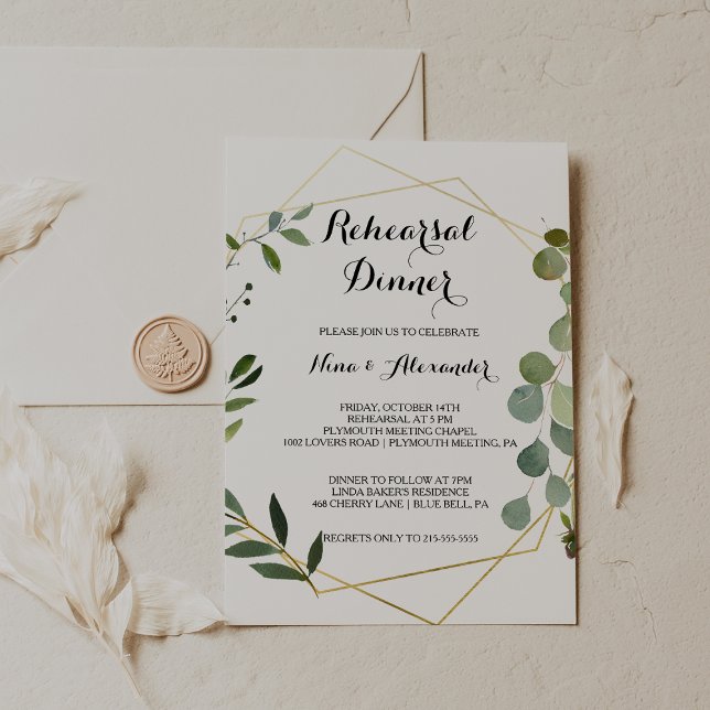 Tropical Green Leaves  Rehearsal Dinner Invitation (Creator Uploaded)