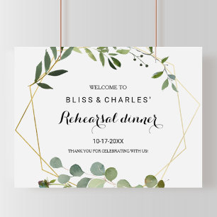 Tropical Green Leaves Rehearsal dinner Welcome Poster