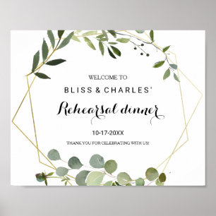 Tropical Green Leaves Rehearsal dinner Welcome Poster