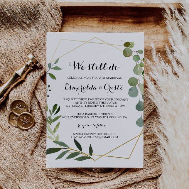 Tropical Green Leaves Vow Renewal Invitation (Creator Uploaded)