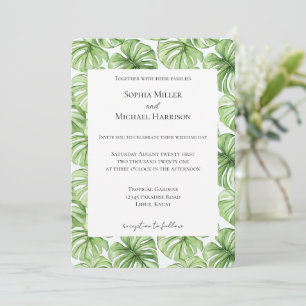 Tropical Green Leaves Wedding Invitation