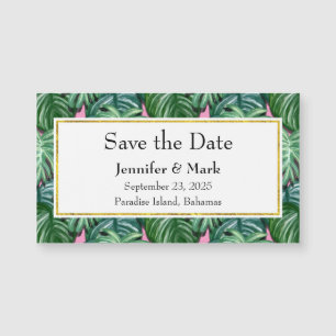 Tropical Green Leaves Wedding Save the Date
