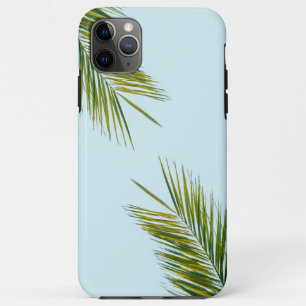 Tropical Green Palm Frond on Light Blue iPhone 11 Pro Max Case