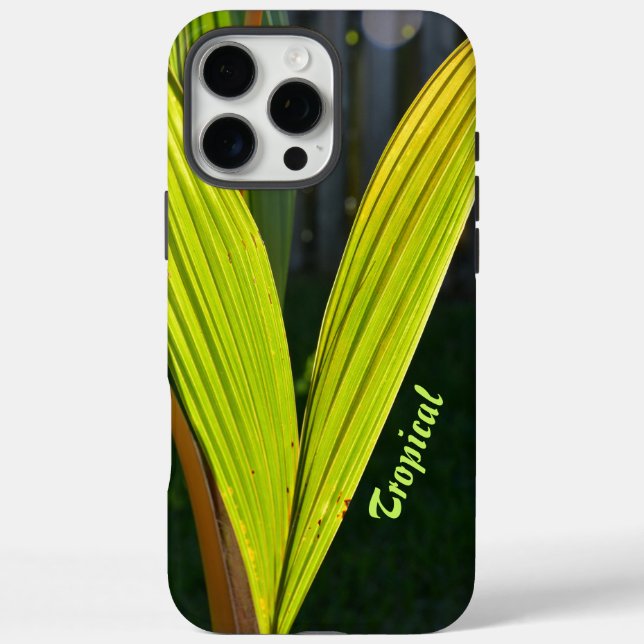 Tropical Green Palm Fronds personalized with Name Case-Mate iPhone Case (Back)