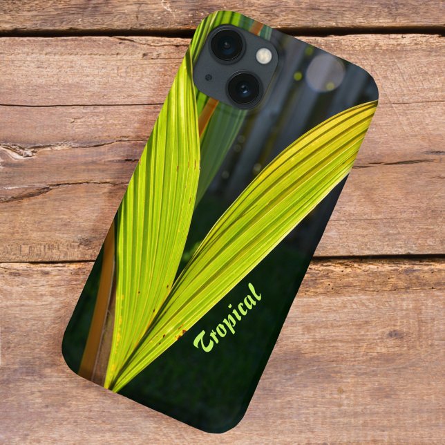Tropical Green Palm Fronds personalized with Name Case-Mate iPhone Case (Creator Uploaded)
